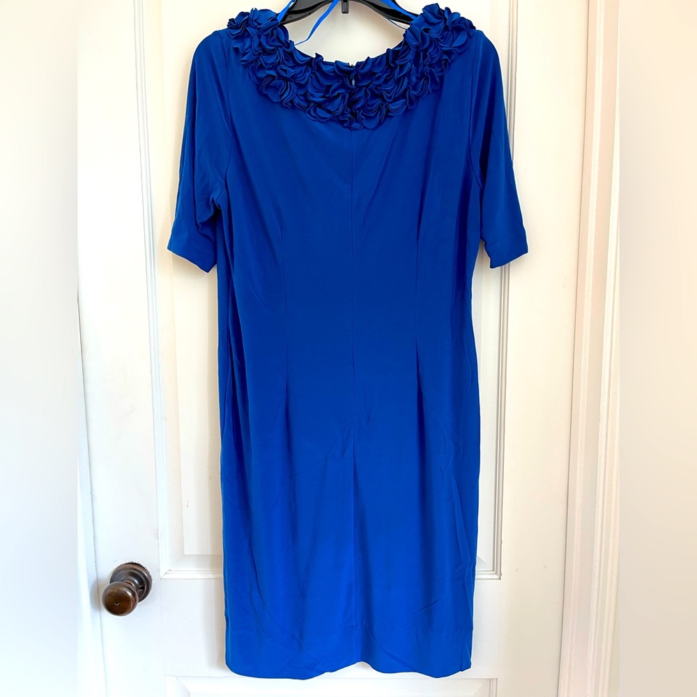 Just…Taylor royal blue size 10 dress with neckline frills.